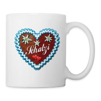 22 Lebkuchenherz Schatzi Liebe Bayern Herzen - Tasse - Weiß - Rechts