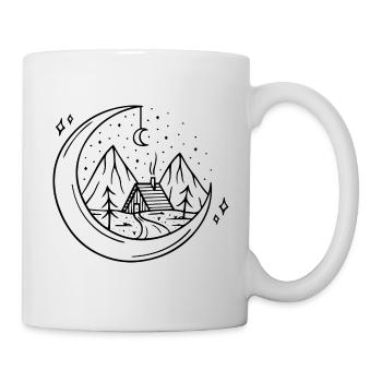 Mond mit Bergen Motiv Geschenk Idee - Tasse - Weiß - Rechts