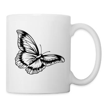 Vintage, Butterfly, Black, Insekten, Sketch - Tasse - Weiß - Rechts