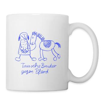 Tausche Bruder gegen Pferd - Tasse - Weiß - Rechts