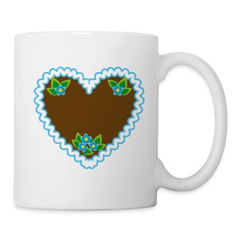 72 Lebkuchenherz Dein Text Blumen - Tasse - Weiß - Rechts
