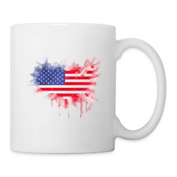 Usa Flagge Aquarell - Tasse - Weiß - Rechts