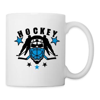 hockey crosse tete mort casque joueur player logo - Mug blanc - blanc - Droite