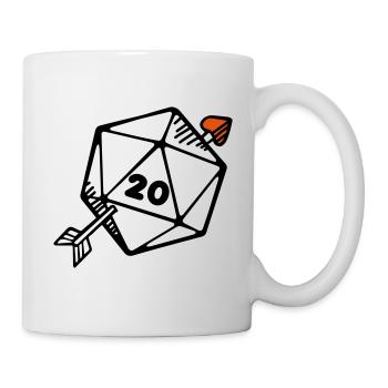 Pen and paper arrow dice heart - Mug - white - Right