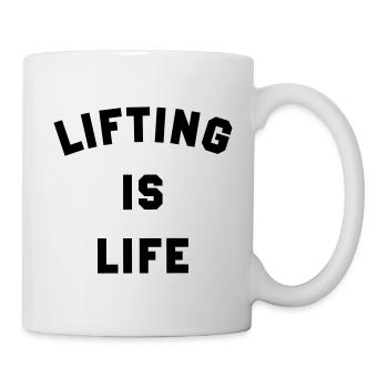 Lifting is life Gym Fitness Shirt - Tasse - Weiß - Rechts