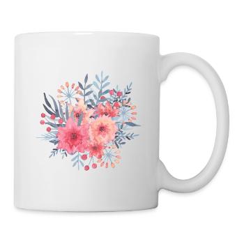Floral pink bouquet - Rose flowers watercolor - Mug - white - Right