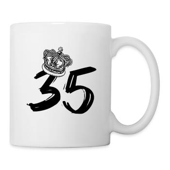35 Jahre mit einer Krone - Geschenk - Tasse - Weiß - Rechts