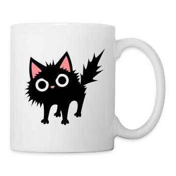 Schwarze Katze - Tasse - Weiß - Rechts