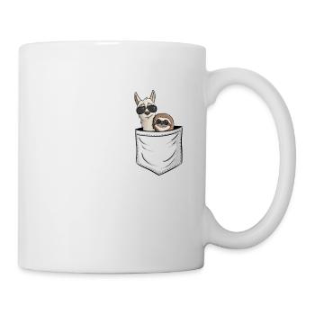Sunglasses sloth & llama in bag gift - Mug - white - Right