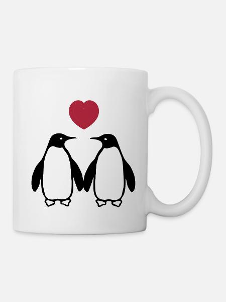 Verliebte Pinguine - Mug - white
