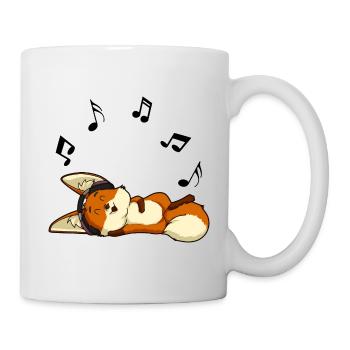 Glücklicher Fennek Fuchs genießt seine Musik - Tasse - Weiß - Rechts