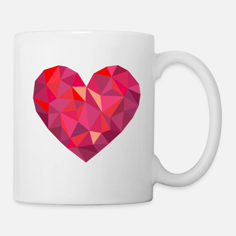 Valentine's Day Geometric Low Poly Heart - Mug - white