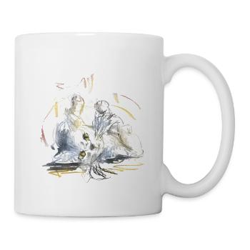 Katze auf dem Rücken - Tasse - Weiß - Rechts