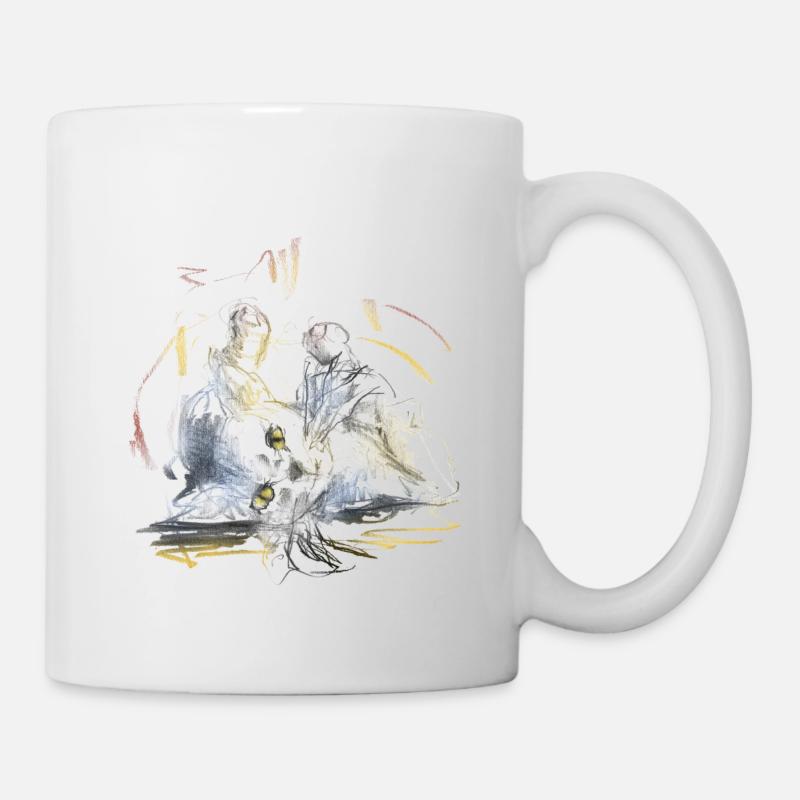 Katze auf dem Rücken - Tasse - Weiß
