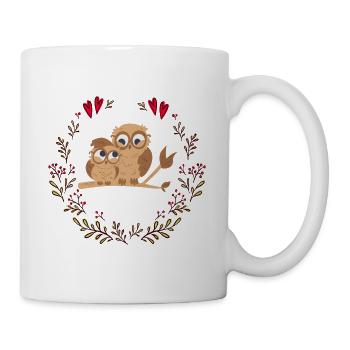 Owl with baby - Mug - white - Right