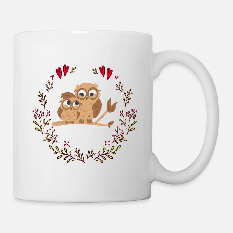 Eule mit Baby - Tasse - Weiß
