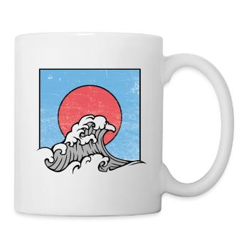 Welle, Sonnenuntergang, Surfing - Tasse - Weiß - Rechts