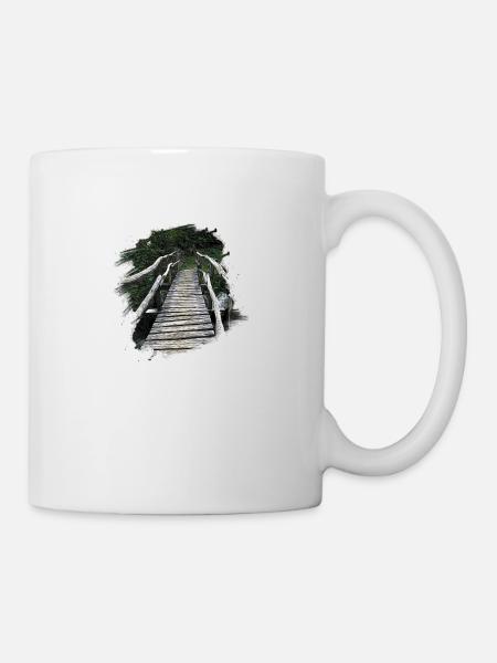 Holzbrücke - Tasse - Weiß