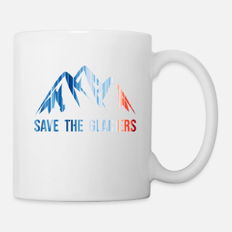SAVE THE GLACIERS - Warming Stripes - Changement climatique - Mug blanc - blanc
