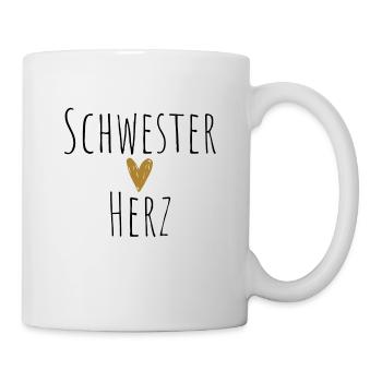 Schwester Herz Geschenk Schwestern - Tasse - Weiß - Rechts