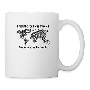 Logo in black: I took the road less traveled - Mug - white - Right