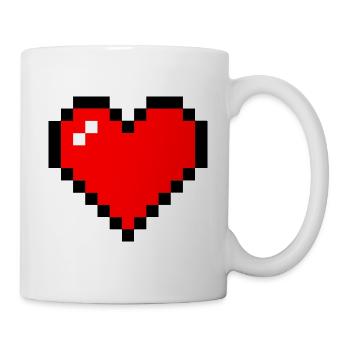Cute Pixel Art Heart Heart Love Love Red - Mug - white - Right