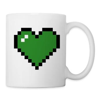 Cute Pixel Art Heart Heart Love Green - Mug - white - Right