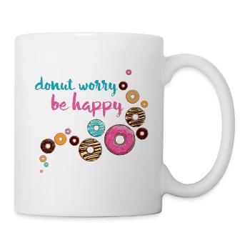 Donut Krapfen Süßigkeit Vintage Retro - Tasse - Weiß - Rechts