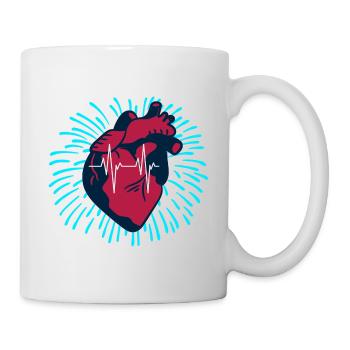 Cœur avec battements de cœur - Mug blanc - blanc - Droite