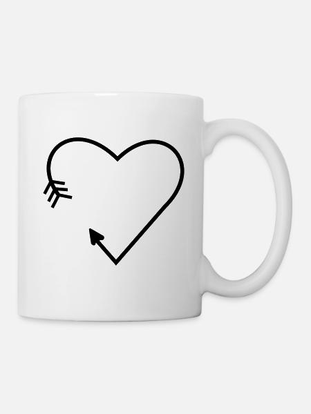 Herz Linie Pfeil - Tasse - Weiß