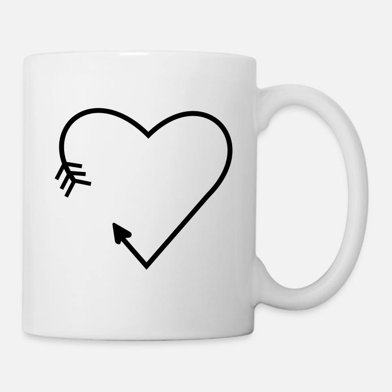 Herz Linie Pfeil - Tasse - Weiß