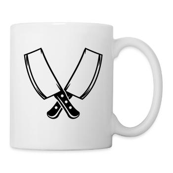 Croix de couteau de cuisine boucher symbole - Mug blanc - blanc - Droite
