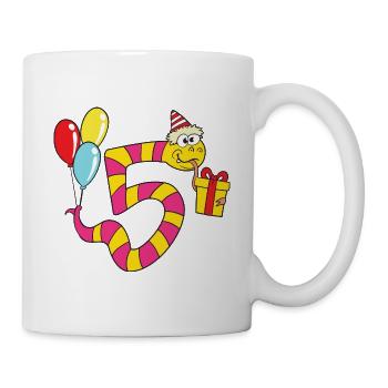 Fünfter Geburtstag 5 Jahre alt Schlange - Tasse - Weiß - Rechts