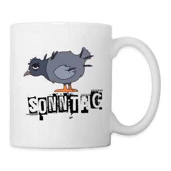 Lustige Taube am Sonntag - Tasse - Weiß - Rechts