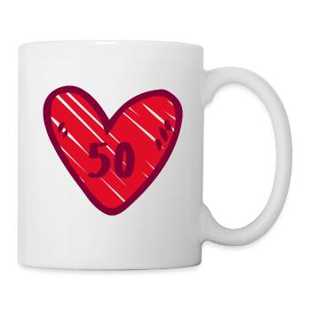 Cute heart red 50 years 50th birthday - Mug - white - Right