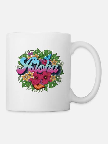 Aloha Blume für einen Hawaii-Liebhaber und Surfer - Tasse - Weiß