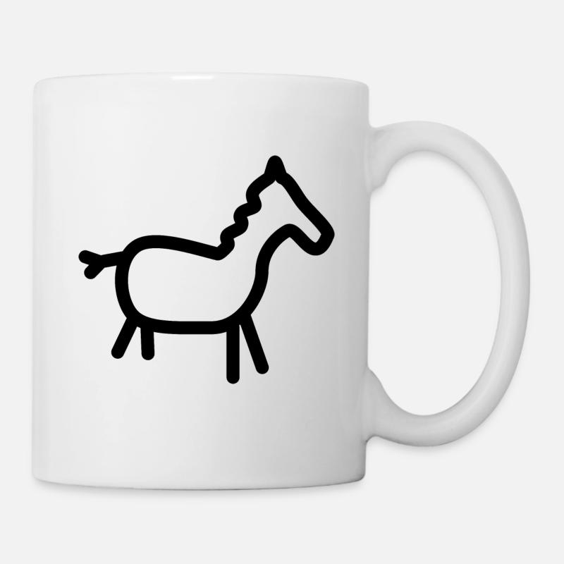 Pferdchen Pferd Skizze Strichzeichnung - Tasse - Weiß