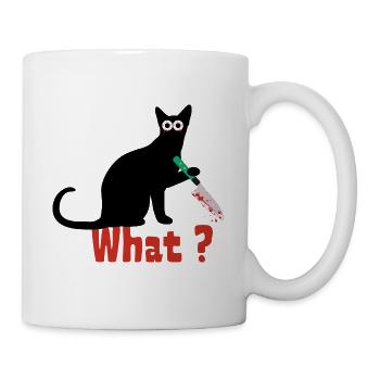 Chat meurtrier. drôle de chat effrayant - Mug blanc - blanc - Droite