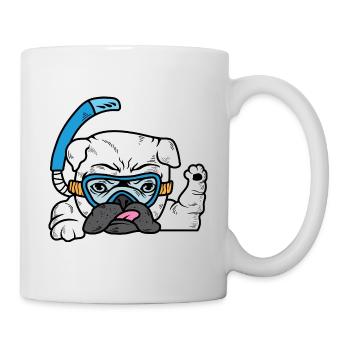 Bulldogge Tauchen. Hund Elternteil. Gift - Tasse - Weiß - Rechts