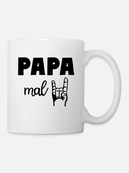 Papa mal Zwei 2 Kinder Rocker Vater - Tasse - Weiß