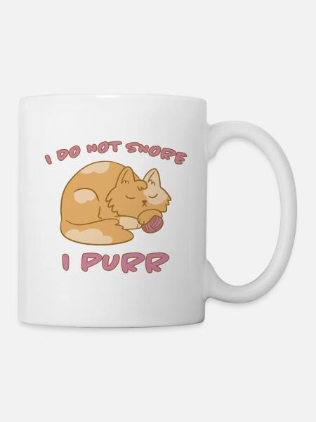 Purring Snoring Sleep Saying Cats Gift - Mug - white