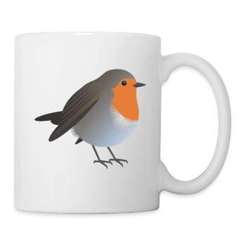 Rotkehlchen Vogel Grafik / Illustration - Tasse - Weiß - Rechts