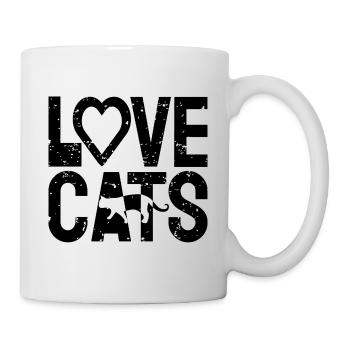 I love Cats ich liebe Katzen Tiere - Tasse - Weiß - Rechts