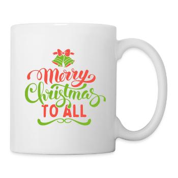 Weihnachten Typografie Merry Christmas to all - Tasse - Weiß - Rechts