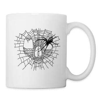 Halloween Spinngewebe in Skull-Form mit Spinne - Tasse - Weiß - Rechts