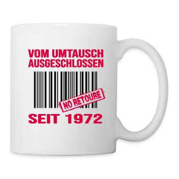 1972 geburtstag 50 jahre jubiläum barcode retoure - Tasse - Weiß - Rechts