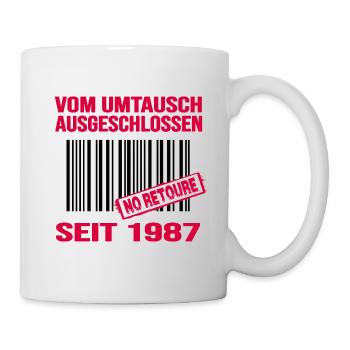 1987 geburtstag 35 jahre barcode no retoure - Tasse - Weiß - Rechts