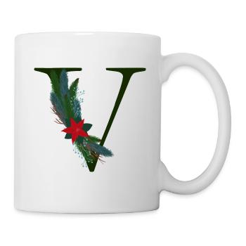 V – dekoratives Schriftzeichen – Weihnachten - Tasse - Weiß - Rechts