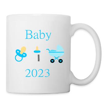 Baby 2023 Geburt Junge Vorlage personalisierbar - Tasse - Weiß - Rechts