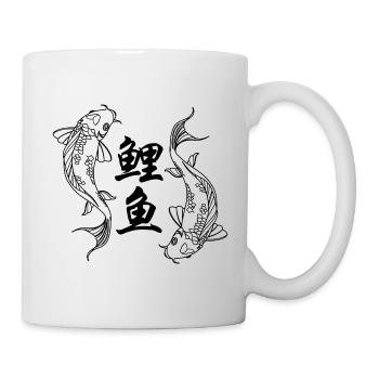 Logo noir de 2 Carpes Koi & Caractères Chinois 鲤鱼 - Mug blanc - blanc - Droite